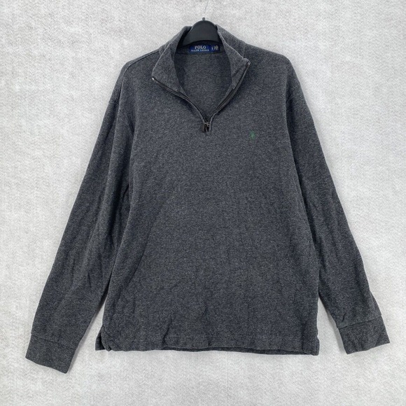 Polo Ralph Lauren Estate‎ Rib Shirt LARGE 1/4 Zip Pullover Knit Sweater Top Grey - Picture 1 of 13
